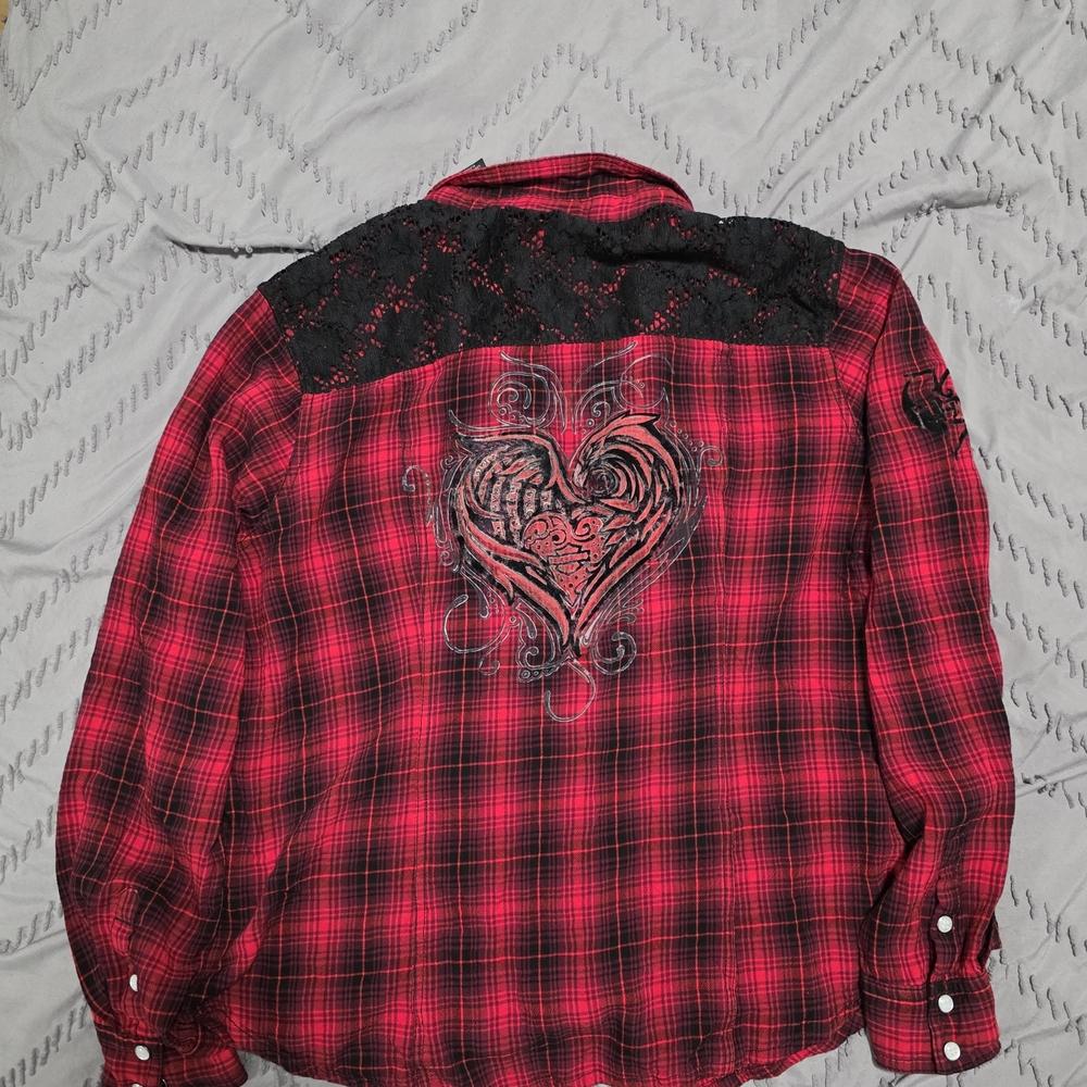 Harley-Davidson Red and Black Plaid Shirt - Picture 4 of 4